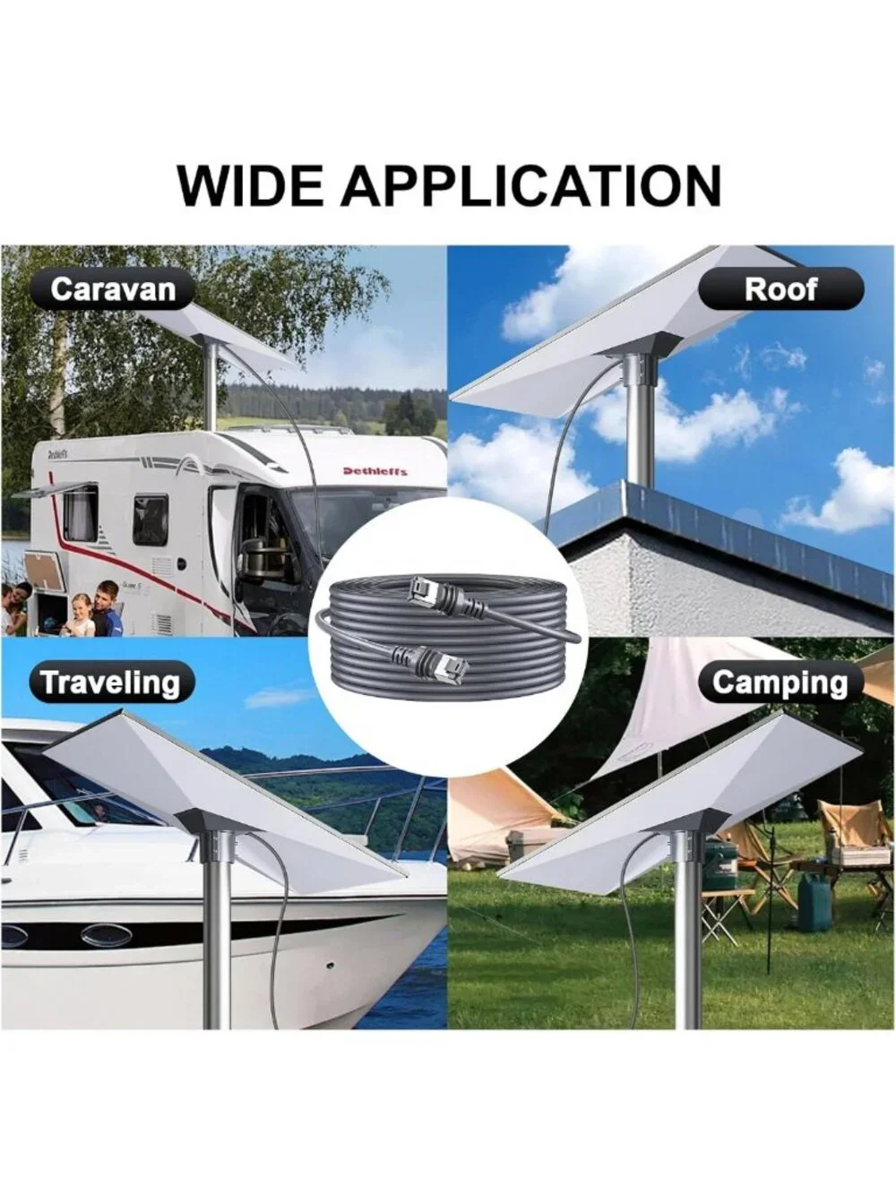 150FT Waterproof Satellite Cable Extension for Outdoor Use - Perfect for Camping